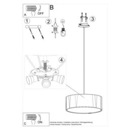 Sollux Lighting Rollo Fabric & Steel White 3 Light Classic Chandelier - thumbnail 5