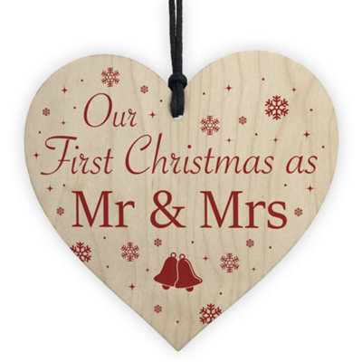 Red Ocean Christmas  Mr  Mrs 1St Christmas Together Wedding Gift For Couple Tree Decoration Keepsake - image 1
