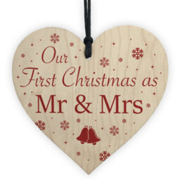 Red Ocean Christmas  Mr  Mrs 1St Christmas Together Wedding Gift For Couple Tree Decoration Keepsake - thumbnail 1