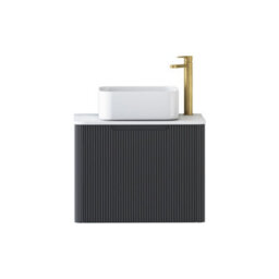 Royal Bathrooms Avenza 600mm Matt Obsidian Black Wall Hung Bathroom Countertop Vanity Unit 1 Drawer With Elena Basin - thumbnail 6
