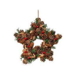 Samuel Alexander 35Cm Winter Spice Star Hanging Christmas Wreath With Pine Cones Red Berries & Dried Fruit - thumbnail 9