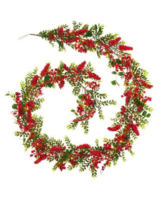 Werchristmas Green And Red Pre-Lit Berry Garland 9 Ft - image 1