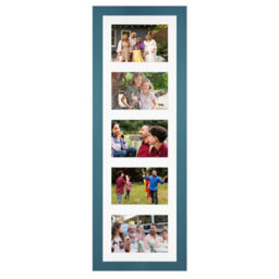 AK Frames 26X8 Navy Blue Modern Multi Photo Frame With White Mount - Holds 5 Apertures (5X) 6X4 Photos - thumbnail 1