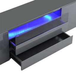 Furniture in Fashion Genie Tv Stand With Storage For Living Room And Bedroom, 2030 Wide, Led Lighting, Media Storage, Grey High Gloss Finish - thumbnail 8