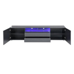 Furniture in Fashion Genie Tv Stand With Storage For Living Room And Bedroom, 2030 Wide, Led Lighting, Media Storage, Grey High Gloss Finish - thumbnail 4