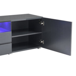 Furniture in Fashion Genie Tv Stand With Storage For Living Room And Bedroom, 2030 Wide, Led Lighting, Media Storage, Grey High Gloss Finish - thumbnail 9