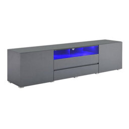 Furniture in Fashion Genie Tv Stand With Storage For Living Room And Bedroom, 2030 Wide, Led Lighting, Media Storage, Grey High Gloss Finish - thumbnail 5