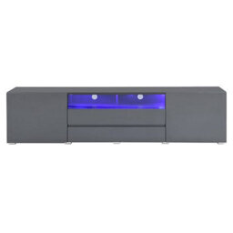 Furniture in Fashion Genie Tv Stand With Storage For Living Room And Bedroom, 2030 Wide, Led Lighting, Media Storage, Grey High Gloss Finish - thumbnail 3