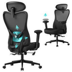 LEDREM Ergonomic Office Chair, Computer Desk Chair, Adjustable Lumbar Support And Headrest, 150 Kg Weight Capacity - thumbnail 2