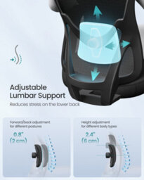 LEDREM Ergonomic Office Chair, Computer Desk Chair, Adjustable Lumbar Support And Headrest, 150 Kg Weight Capacity - thumbnail 5