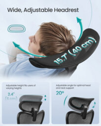 LEDREM Ergonomic Office Chair, Computer Desk Chair, Adjustable Lumbar Support And Headrest, 150 Kg Weight Capacity - thumbnail 6