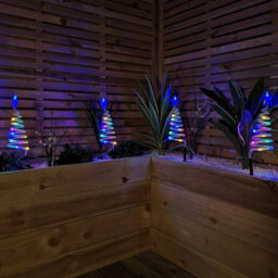 Samuel Alexander Set Of 4 Battery Operated Led Multi Coloured Spiral Tree Path Lights Christmas Decoration With Timer - thumbnail 3