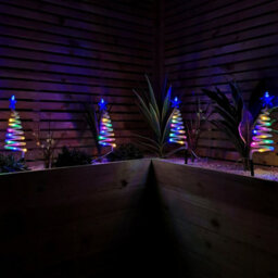 Samuel Alexander Set Of 4 Battery Operated Led Multi Coloured Spiral Tree Path Lights Christmas Decoration With Timer - thumbnail 1
