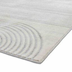 Grey Ivory Abstract Striped Modern Easy To Clean Rug For Dining Room-160Cm X 220Cm - thumbnail 3