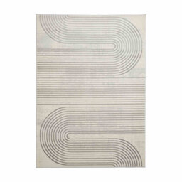 Grey Ivory Abstract Striped Modern Easy To Clean Rug For Dining Room-160Cm X 220Cm - thumbnail 5