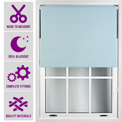 Furnished Made To Measure Blackout Roller Blinds - Duck Egg Blue Roller Blind For Windows And Doors (W)120Cm (L)165Cm - image 1