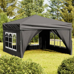 Walplus Folding Party Tent Garden Gazebo Canopy With Sidewalls Anthracite 3X3 M