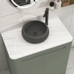 Royal Bathrooms Venice 800mm Sage Green Freestanding Bathroom Countertop Vanity Unit 2 Door With Milan Black Basin - thumbnail 6
