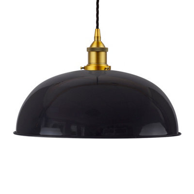 Navy Blue Worcester Painted Dome Pendant Light With Antique Gold Lamp Holder And Black Twisted Cable - Se Home - image 1