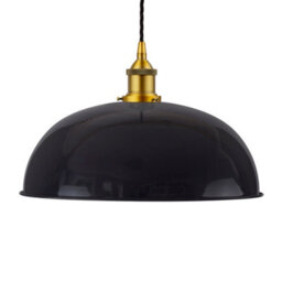 Navy Blue Worcester Painted Dome Pendant Light With Antique Gold Lamp Holder And Black Twisted Cable - Se Home - thumbnail 1