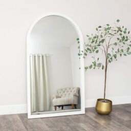 Melody Maison Extra Large White Arched Frame Leaner/wall Mirror - 190Cm X 110Cm