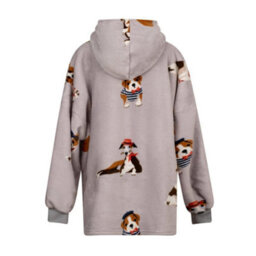 Urban Unique Poochies Sherpa Fleece Hoodie Blanket/throw Grey Oversized - thumbnail 2