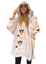 Urban Unique Poochies Sherpa Fleece Hoodie Blanket/throw Grey Oversized - thumbnail 3