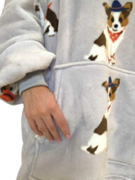 Urban Unique Poochies Sherpa Fleece Hoodie Blanket/throw Grey Oversized - thumbnail 4