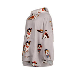 Urban Unique Poochies Sherpa Fleece Hoodie Blanket/throw Grey Oversized - thumbnail 5