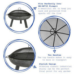 Harbour Housewares 72.5Cm Fire Pit Spark Guard Round Steel Mesh Safety Dome Cover With Handle For Outdoor Garden Patio Protection - thumbnail 2