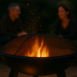 Harbour Housewares 72.5Cm Fire Pit Spark Guard Round Steel Mesh Safety Dome Cover With Handle For Outdoor Garden Patio Protection - thumbnail 6