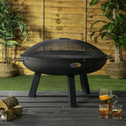 Harbour Housewares 72.5Cm Fire Pit Spark Guard Round Steel Mesh Safety Dome Cover With Handle For Outdoor Garden Patio Protection - thumbnail 4