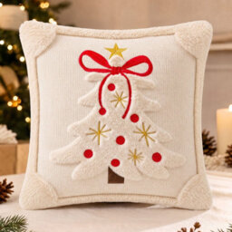 Amorly White Christmas Tree Star Throw Pillow Cover, Soft Plush Faux Fur Jacquard Festive Winter Cushion Case For Sofa Couch Holiday - thumbnail 3