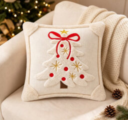 Amorly White Christmas Tree Star Throw Pillow Cover, Soft Plush Faux Fur Jacquard Festive Winter Cushion Case For Sofa Couch Holiday - thumbnail 2