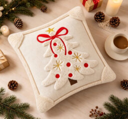 Amorly White Christmas Tree Star Throw Pillow Cover, Soft Plush Faux Fur Jacquard Festive Winter Cushion Case For Sofa Couch Holiday - thumbnail 5