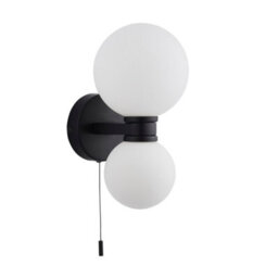Anson Lighting Kelsey 2Lt Bathroom Wall Light Finished In Matt Black And Matt White Glass - thumbnail 3