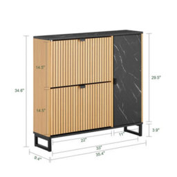 Sobuy Fsr203-N, Shoe Rack Slim Shoe Storage Cabinet 8-Pair With Hidden Shelf ,wood Veneer,w90Xd24Xh88.5 - thumbnail 3