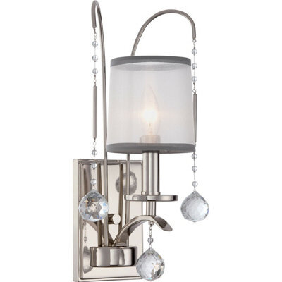 Elegant Wall Light With Crystal Accents And White Organza Shade