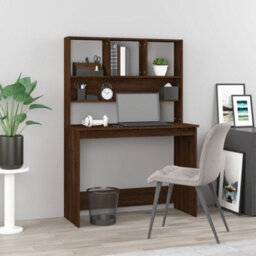 Berkfield Desk With Shelves Brown Oak 102X45X148 Cm Engineered Wood