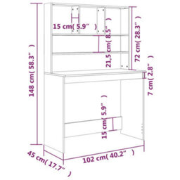 Berkfield Desk With Shelves Brown Oak 102X45X148 Cm Engineered Wood - thumbnail 8