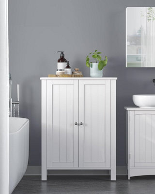 Songmics Freestanding Bathroom Cabinet Storage Cupboard Unit With 2 Doors And 2 Adjustable Shelves, White - image 1