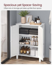 Songmics Freestanding Bathroom Cabinet Storage Cupboard Unit With 2 Doors And 2 Adjustable Shelves, White - thumbnail 3