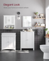 Songmics Freestanding Bathroom Cabinet Storage Cupboard Unit With 2 Doors And 2 Adjustable Shelves, White - thumbnail 7