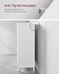 Songmics Freestanding Bathroom Cabinet Storage Cupboard Unit With 2 Doors And 2 Adjustable Shelves, White - thumbnail 6