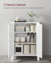 Songmics Freestanding Bathroom Cabinet Storage Cupboard Unit With 2 Doors And 2 Adjustable Shelves, White - thumbnail 5