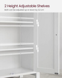 Songmics Freestanding Bathroom Cabinet Storage Cupboard Unit With 2 Doors And 2 Adjustable Shelves, White - thumbnail 4