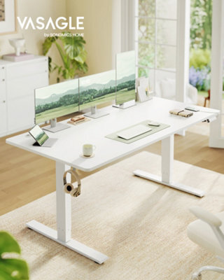 LEDREM Electric Standing Desk, 160 X 80 Cm, Usb C Port, Cable Tray, Height Adjustable Desk, Sedentary Reminder, 3 Memory Heights - image 1