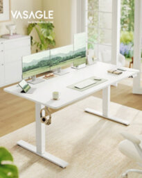 LEDREM Electric Standing Desk, 160 X 80 Cm, Usb C Port, Cable Tray, Height Adjustable Desk, Sedentary Reminder, 3 Memory Heights - thumbnail 1