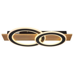 Luminosa Lighting Luminosa Jayden 2 Ring Integrated Led Semi Flush Ceiling Light Wood Look Dark 2X Led 3000K - thumbnail 3
