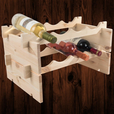 Woodeedoo Freestanding 2 Tier Wooden Wine Rack 8 Bottle Table Top Holder Kitchen Countertop Storage 50 X 32 X 27 Cm Natural Pine - image 1